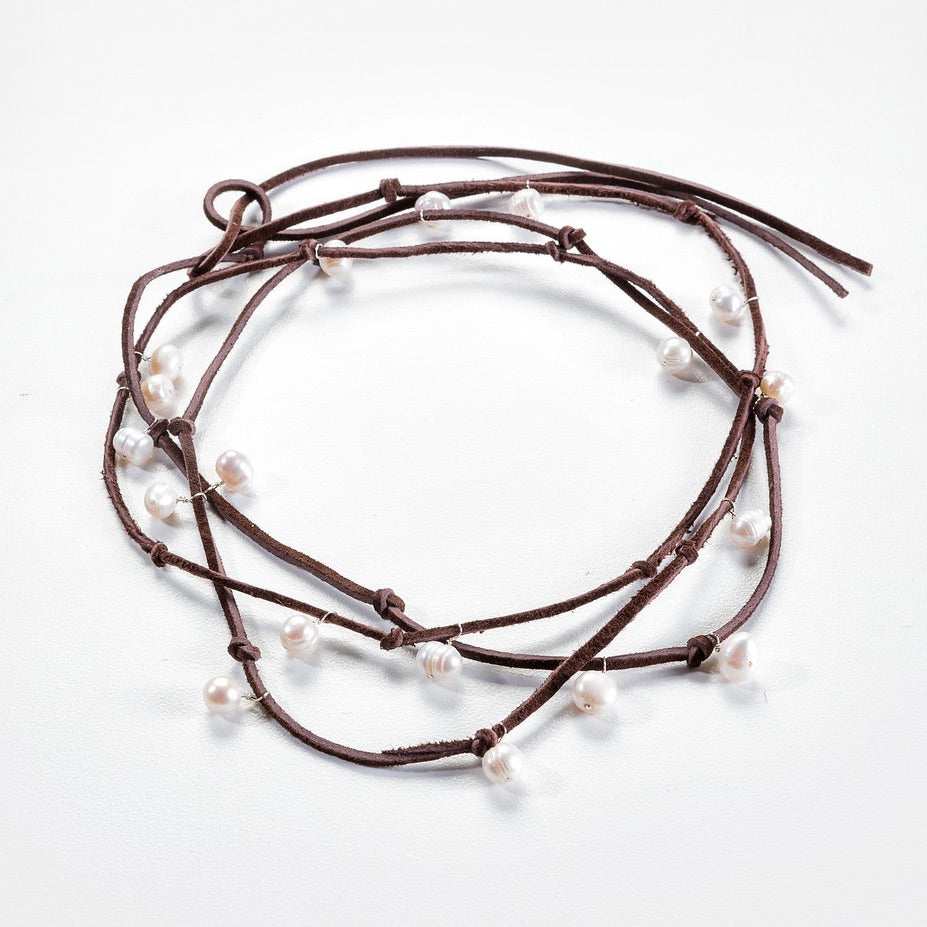 Freshwater Pearl & Suede Wrap Necklace/Bracelet