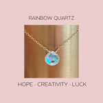 Rainbow Quartz Heart Drop on Chain HOPE - CREATIVITY - LUCK
