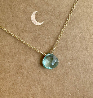Blue Topaz Heart Drop on Chain WISDOM - EXPRESSION - FORTUNE