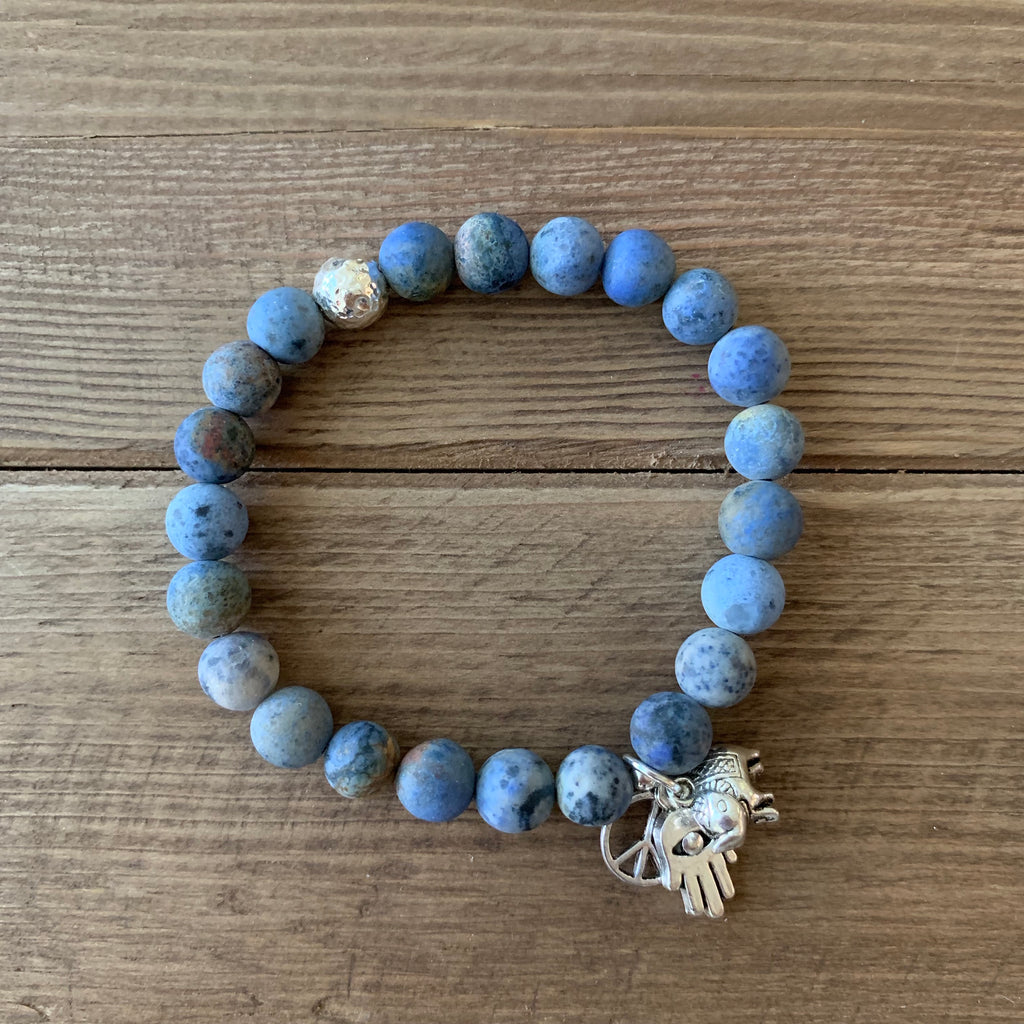 Sunset Dumortierite with Sterling Silver Guru bead (choice of 3 mini charms)