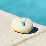 Tiny Hamsa Necklace in Aqua