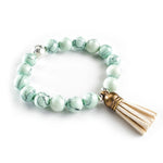 Tranquility Bracelet with Tassel - Reconstituted Turquoise with Sterling Silver Guru Bead