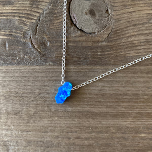 Tiny Hamsa Necklace in Royal Blue