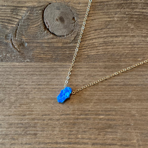 Tiny Hamsa Necklace in Royal Blue